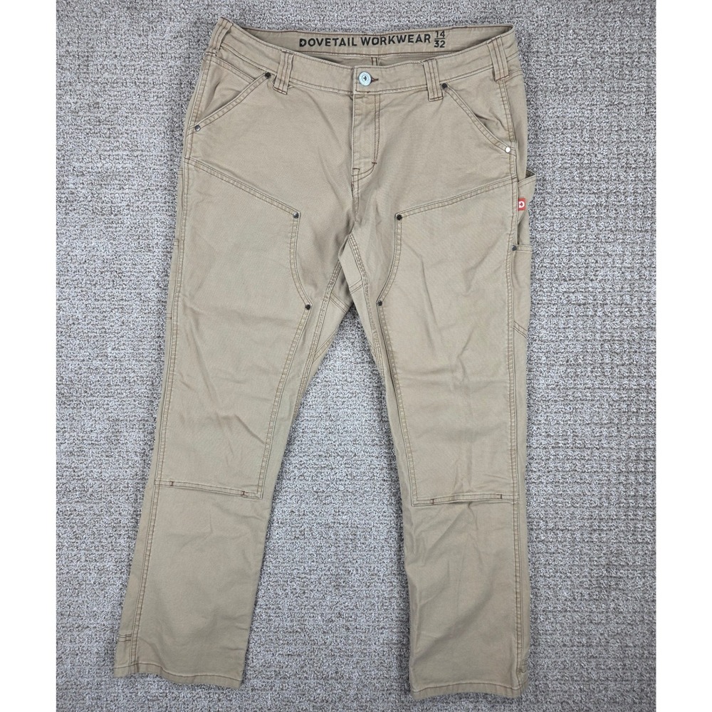 Dovetail Workwear Womens Anna Taskpant Pants Khaki Brown Double Knee 14/32 34x30